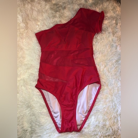 VENUS Red Deep Pink One-Shoulder One Piece Swimsuit - Picture 10 of 15